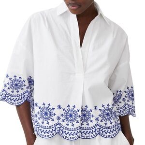 French Connection Alissa Cotton Embroidered Popover Shirt